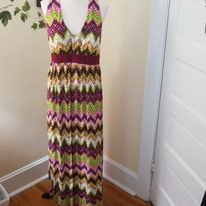Vibrant print halter maxi